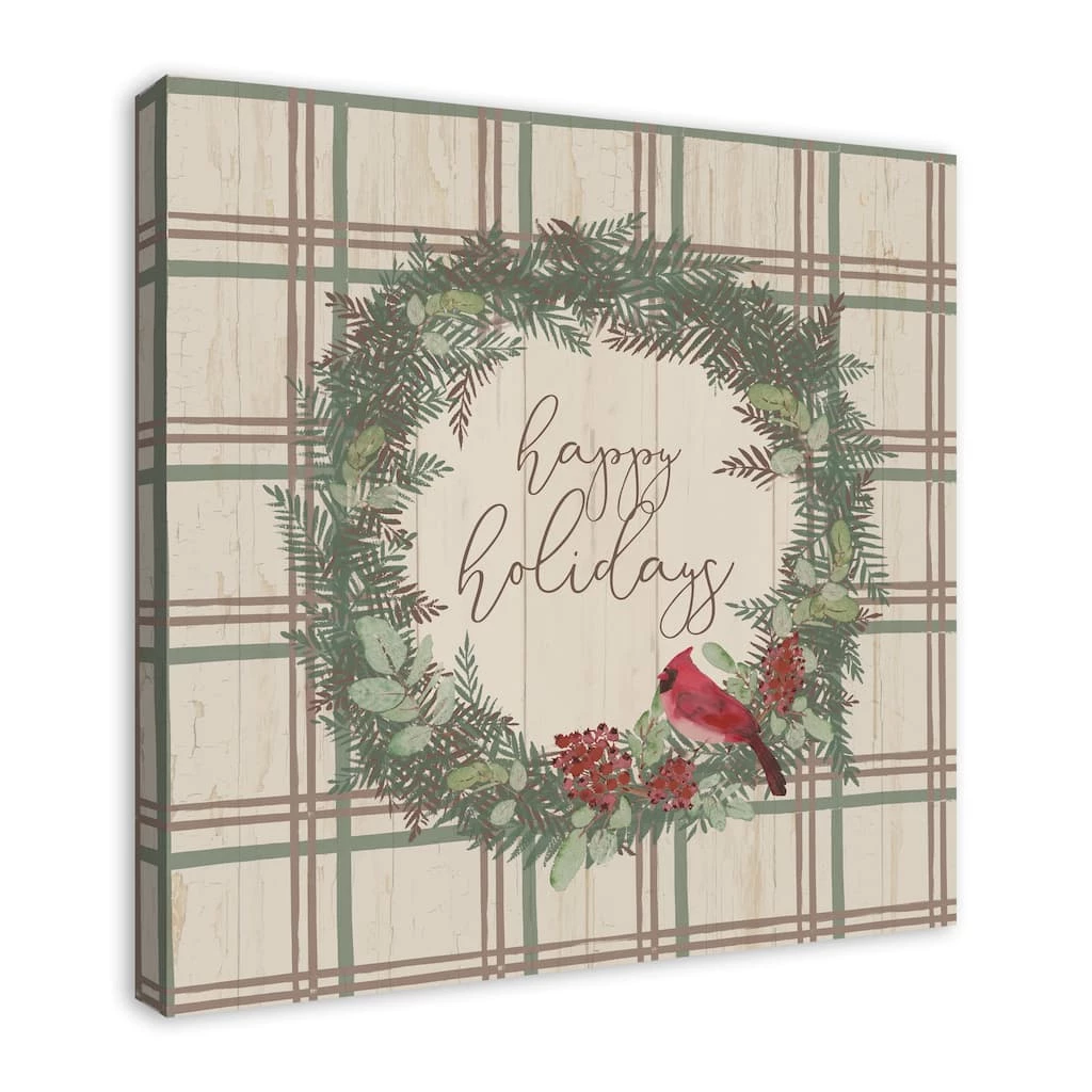 Budget π Happy Holidays Plaid Canvas Wall Art by Designs Direct π - Image 4